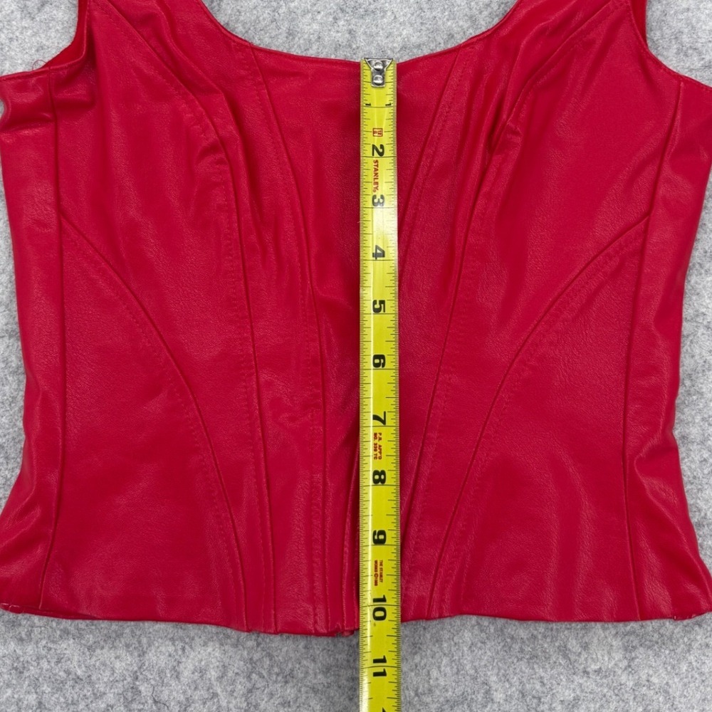 Amanda Uprichard Pittito Top Womens XS Red Vegan Leather Corset Tank Bustier - Picture 7 of 7